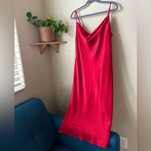 Red Animal Print Slip Dress
